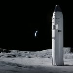 Statek Starship firmy SpaceX w wersji księżycowej – grafika z 2020 roku/ Credits – SpaceX