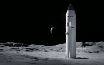 Statek Starship firmy SpaceX w wersji księżycowej – grafika z 2020 roku/ Credits – SpaceX