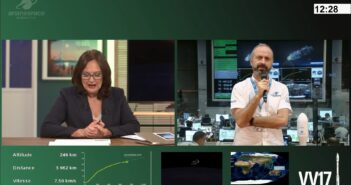 Ekran z loty rakiety Vega VV17 - zauważalna jest nieprawidłowa trajektoria lotu (w dolnej lewej części ekranu) / Credits - Arianespace