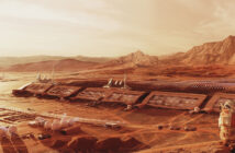 Grafika przedstawiająca kolonię Twardowsky na Marsie (autor: Wojciech Fikus ze Space is More)