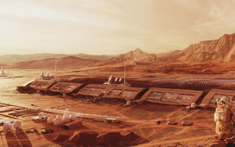 Grafika przedstawiająca kolonię Twardowsky na Marsie (autor: Wojciech Fikus ze Space is More)