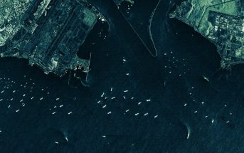 ICEYE radar satellite image from the Singapore trait, taken on 26 January 2019. The image shows various vessels around the International Airport of Changi, Singapore, and its surrounding areas (ICEYE)