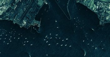ICEYE radar satellite image from the Singapore trait, taken on 26 January 2019. The image shows various vessels around the International Airport of Changi, Singapore, and its surrounding areas (ICEYE)
