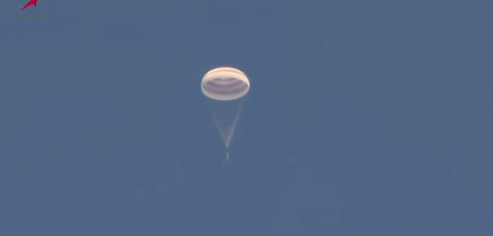 Lądowanie Sojuza MS-24 / Credits - NASA TV, Roskosmos