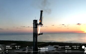 Piąty test Startshipa i Super Heavy - stopień Super Heavy wraca do wyrzutni startowej / Credits - SpaceX