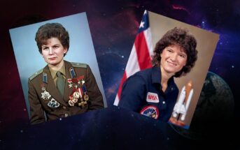 Walentina Tierieszkowa (zdjęcie z 1969 roku, źródło: RIA Novosti archive), Sally, Ride (zdjęcie z 1984, źródło: NASA).