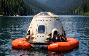 Model kapsuły Dragon podczas testów w Morskim Oku / Credits - SpaceX