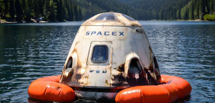 Model kapsuły Dragon podczas testów w Morskim Oku / Credits - SpaceX