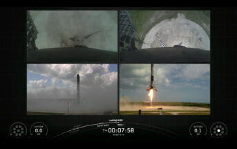 Start Falcona Heavy z 29 kwietnia 2026 - lądowanie członów pobocznych / Credits - SpaceX