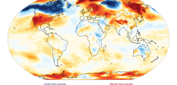 Anomalia temperatury powietrza przy powierzchni ziemi w marcu 2026 r. w stosunku do średniej z marca w latach 1991–2020. Źródło danych: ERA5. Źródło: C3S/ECMWF.