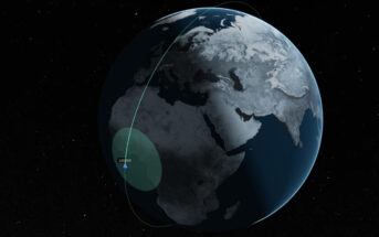 Wizualizacja orbity satelity Saramago w dniu 17 lipca 2026 o godzinie 04:40 CEST / Credits - Satcat, Kayhan Space