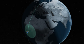 Wizualizacja orbity satelity Saramago w dniu 17 lipca 2026 o godzinie 04:40 CEST / Credits - Satcat, Kayhan Space
