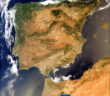 Hiszpania i Portugalia okiem satelit Sentinel-3 w dniu 10 sierpnia 2023 (podczas jednej z większych fal upałów)/ Credits - Copernicus, Komisja Europejska