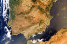 Hiszpania i Portugalia okiem satelit Sentinel-3 w dniu 10 sierpnia 2023 (podczas jednej z większych fal upałów)/ Credits - Copernicus, Komisja Europejska