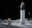 Dwa lądowniki księżycowe dla programu Artemis - Blue Moon firmy Blue Origin oraz Starship firmy SpaceX / Credits - NASA, Blue Origin, SpaceX